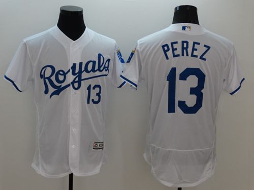 Royals #13 Salvador Perez White Flexbase Authentic Collection Stitched MLB Jersey